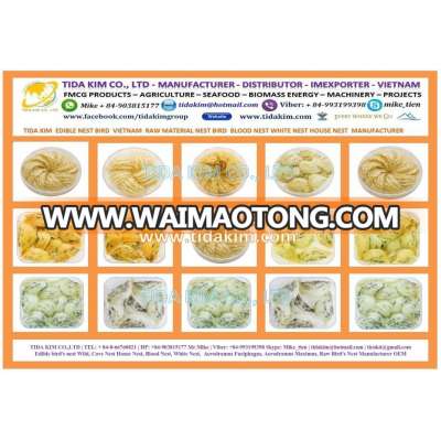 UNPROCESSED RAW PURE BIRD NEST - YANWO - TIDA KIM -WHITE BIRD NEST TRIANGLE SHAPE - RAW EDIBLE SWIFLLET BIRD NEST